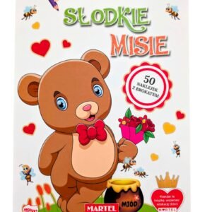Kolorowanka z naklejkami z brokatem. Słodkie misie.